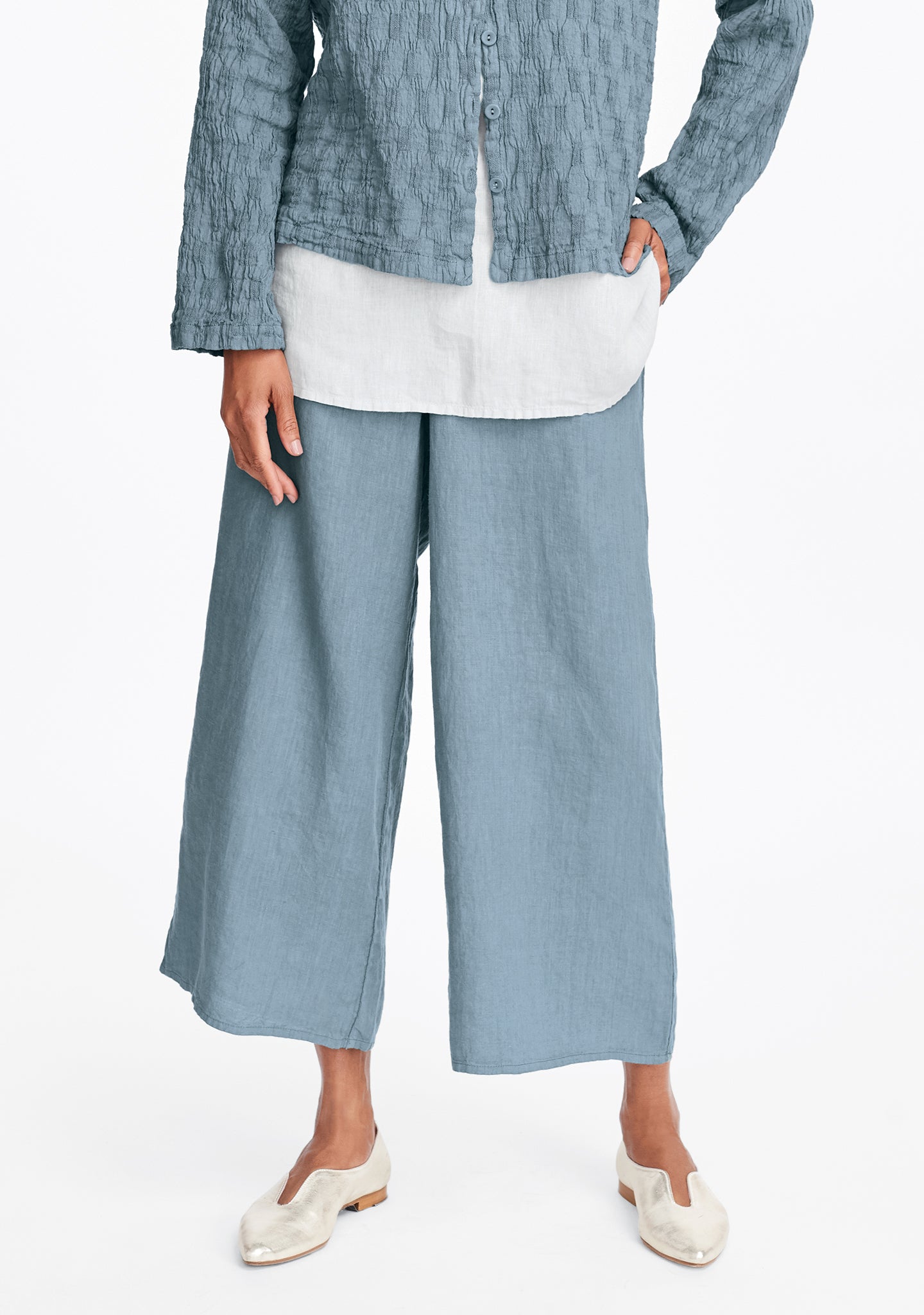 sociable flood wide leg linen pants green
