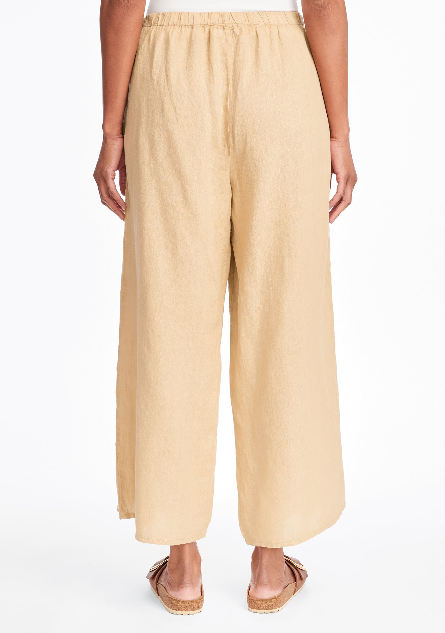 sociable flood wide leg linen pants details