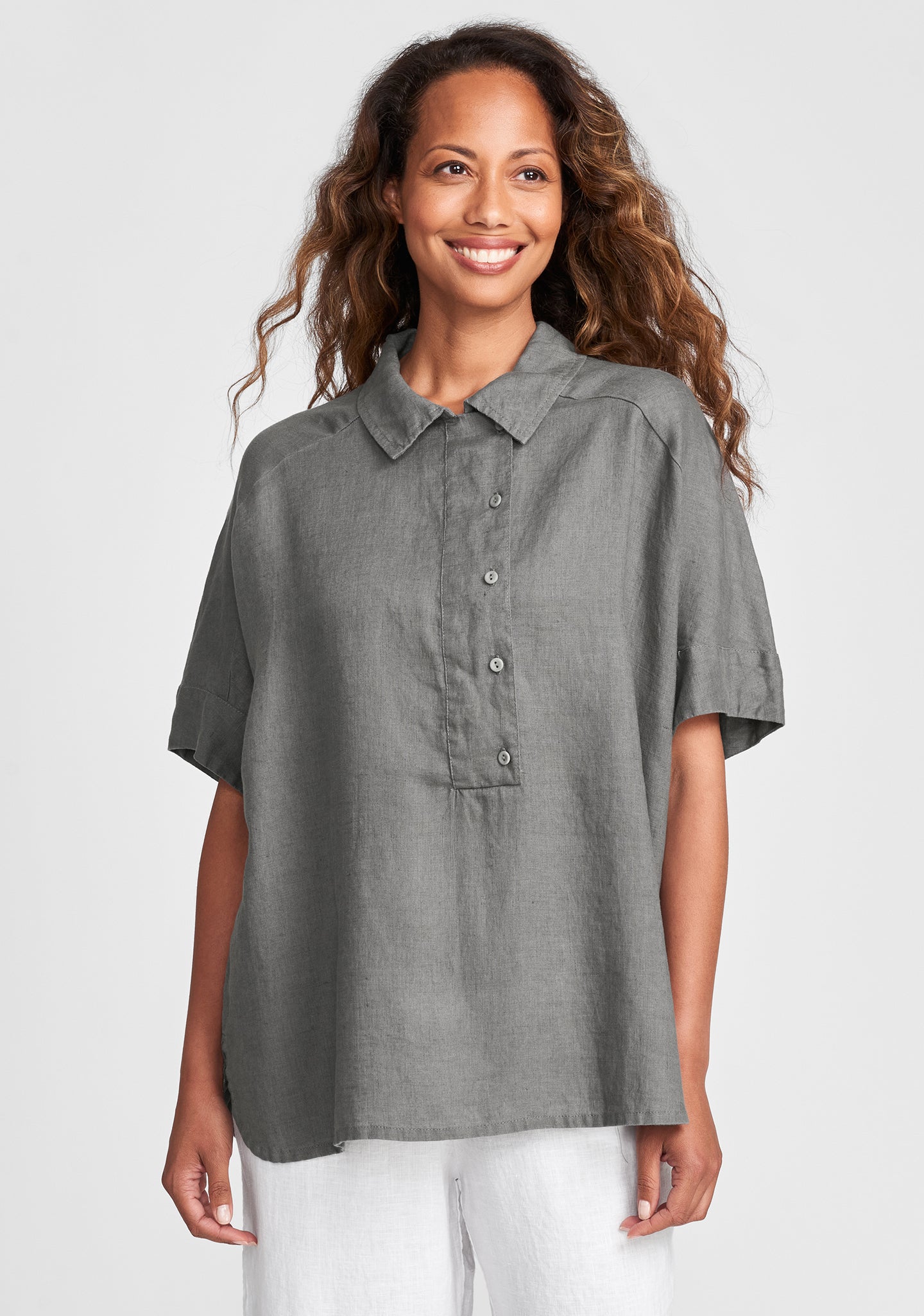 sporty shirt linen shirt grey