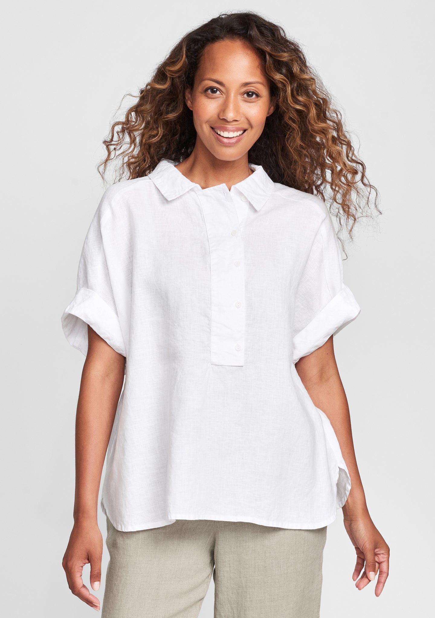 sporty shirt linen shirt white