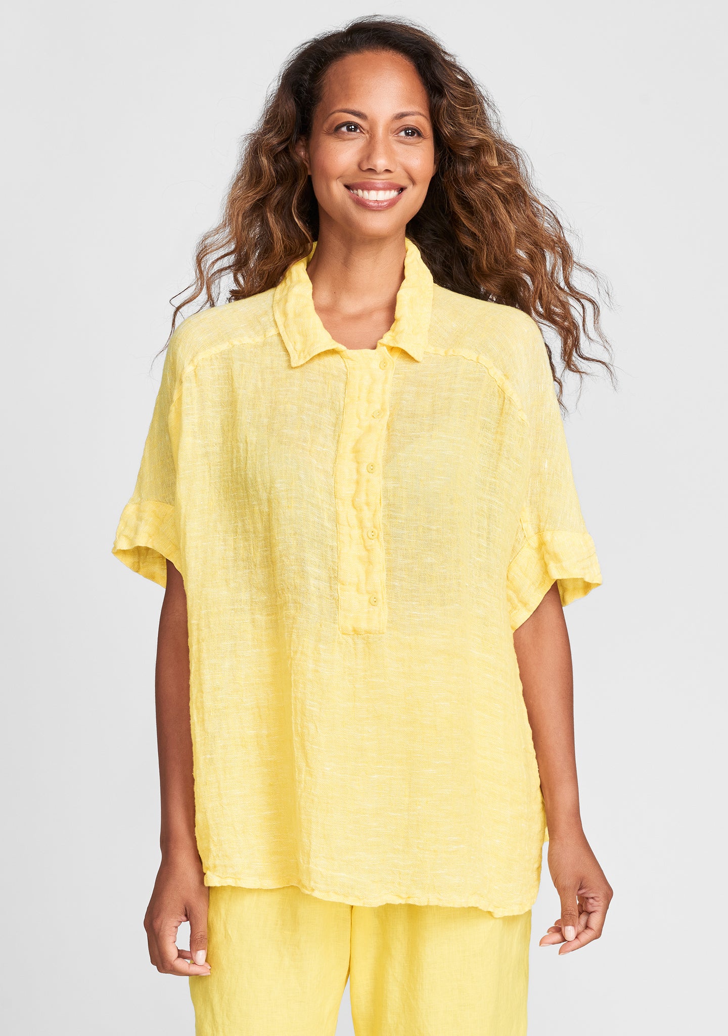 sporty shirt linen shirt yellow