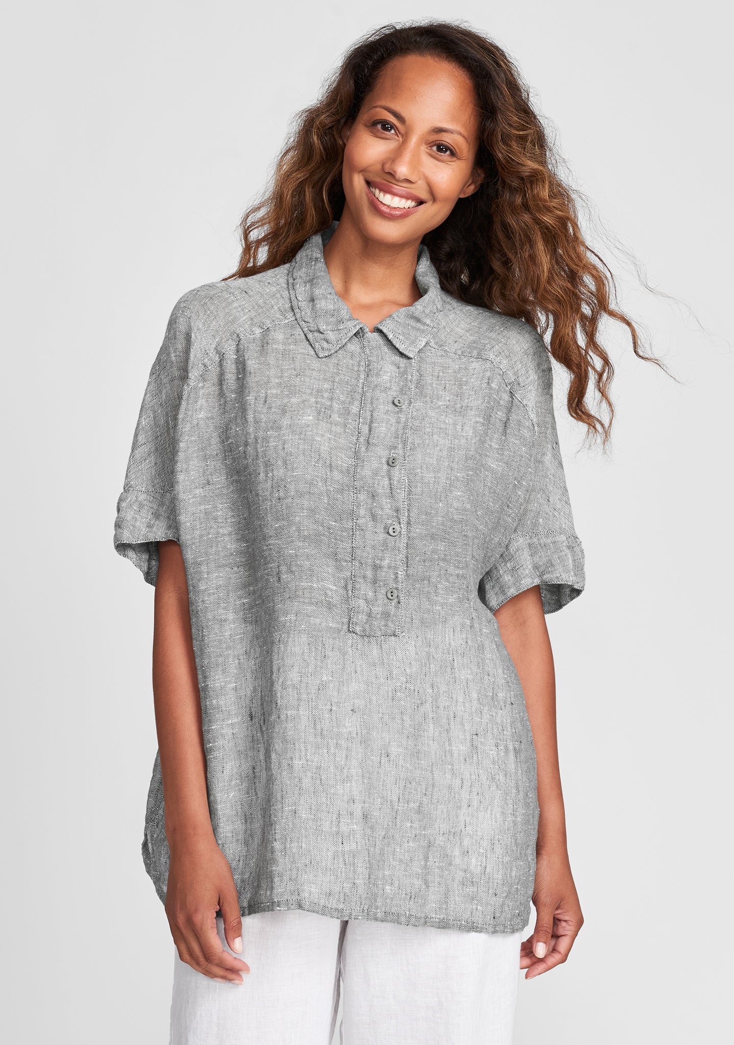 sporty shirt linen shirt grey