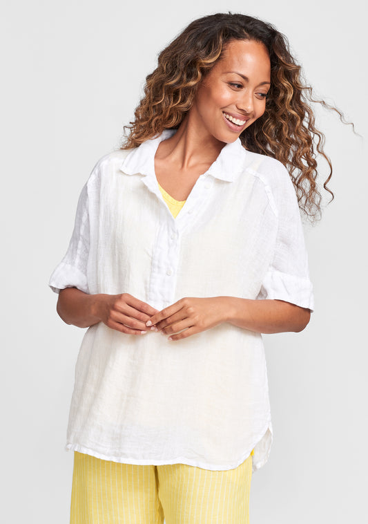 sporty shirt linen shirt white