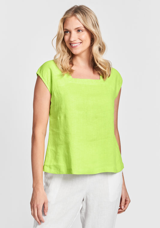 square neck tank linen tank top green