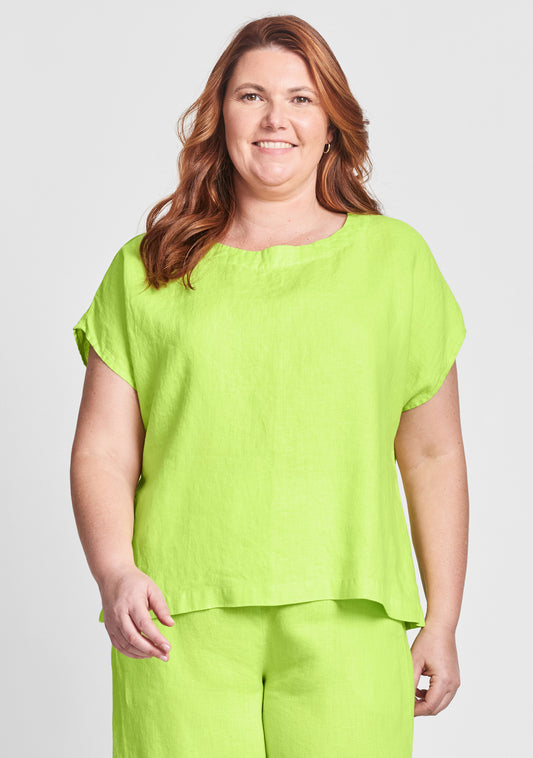 starling top linen shirt green