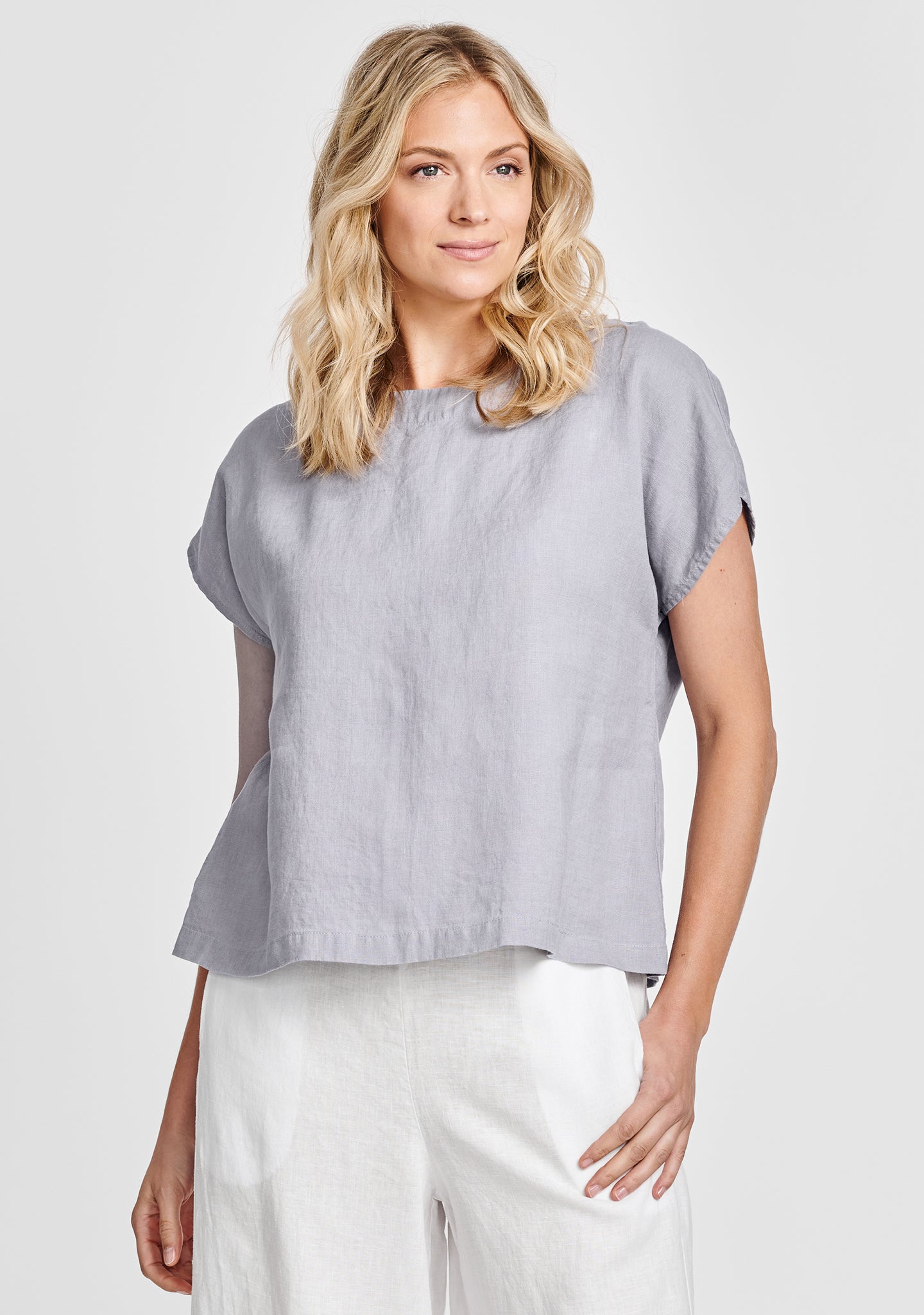 starling top linen shirt grey