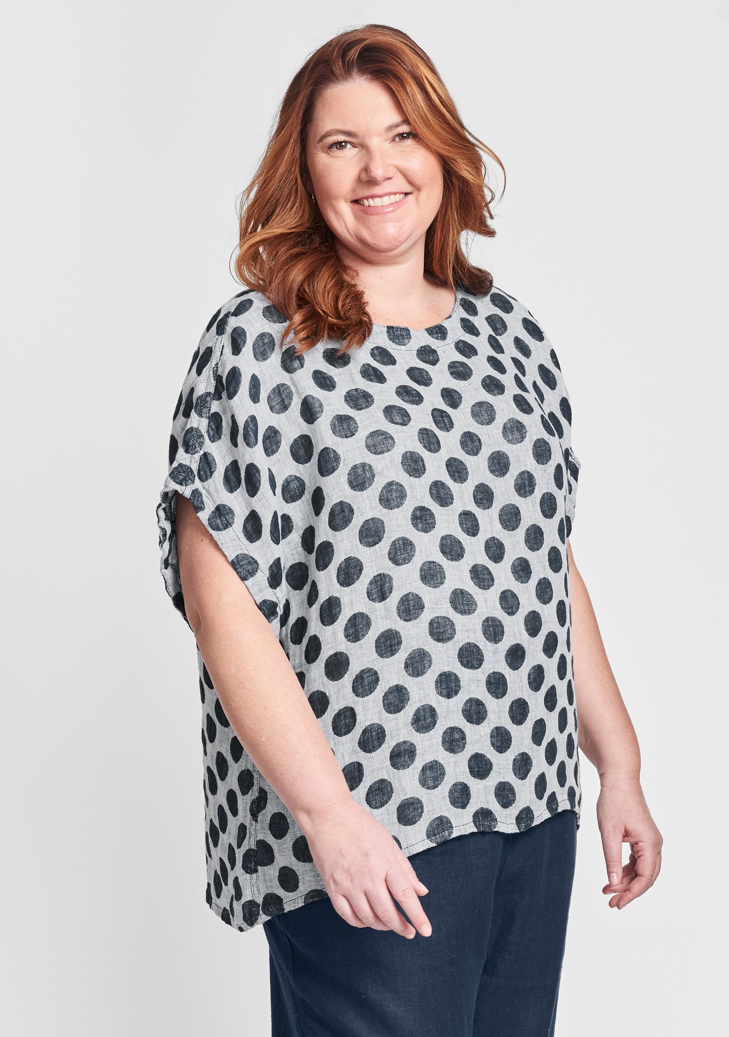 back slit tee linen t shirt blue