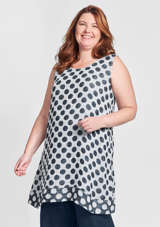 banded tunic linen tank top blue