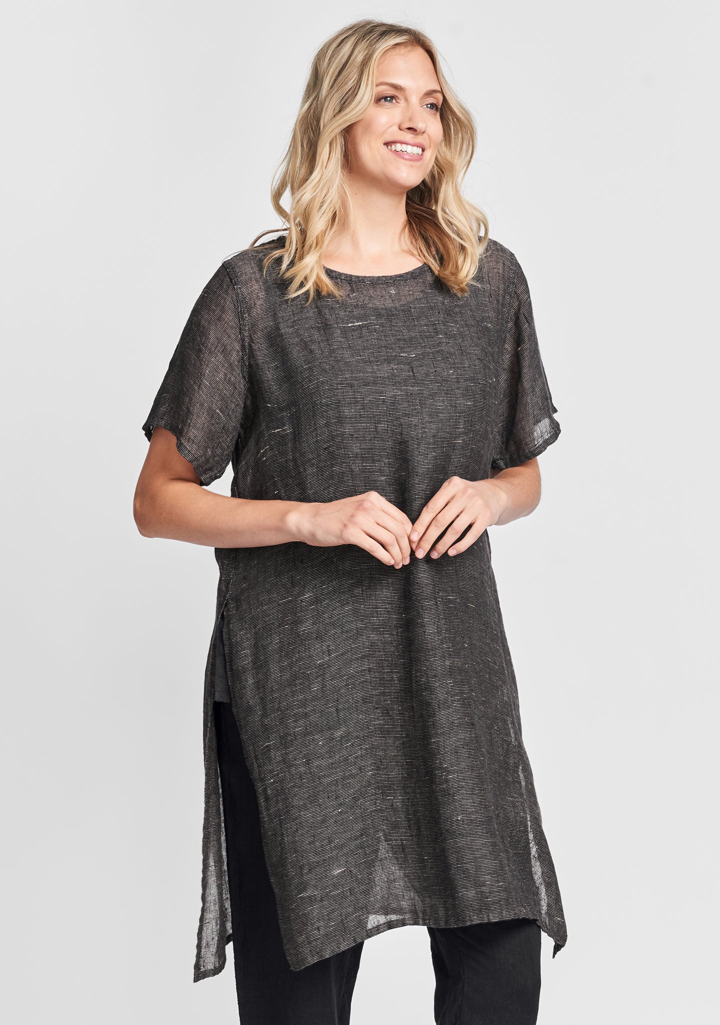 tempo tunic linen shirt black
