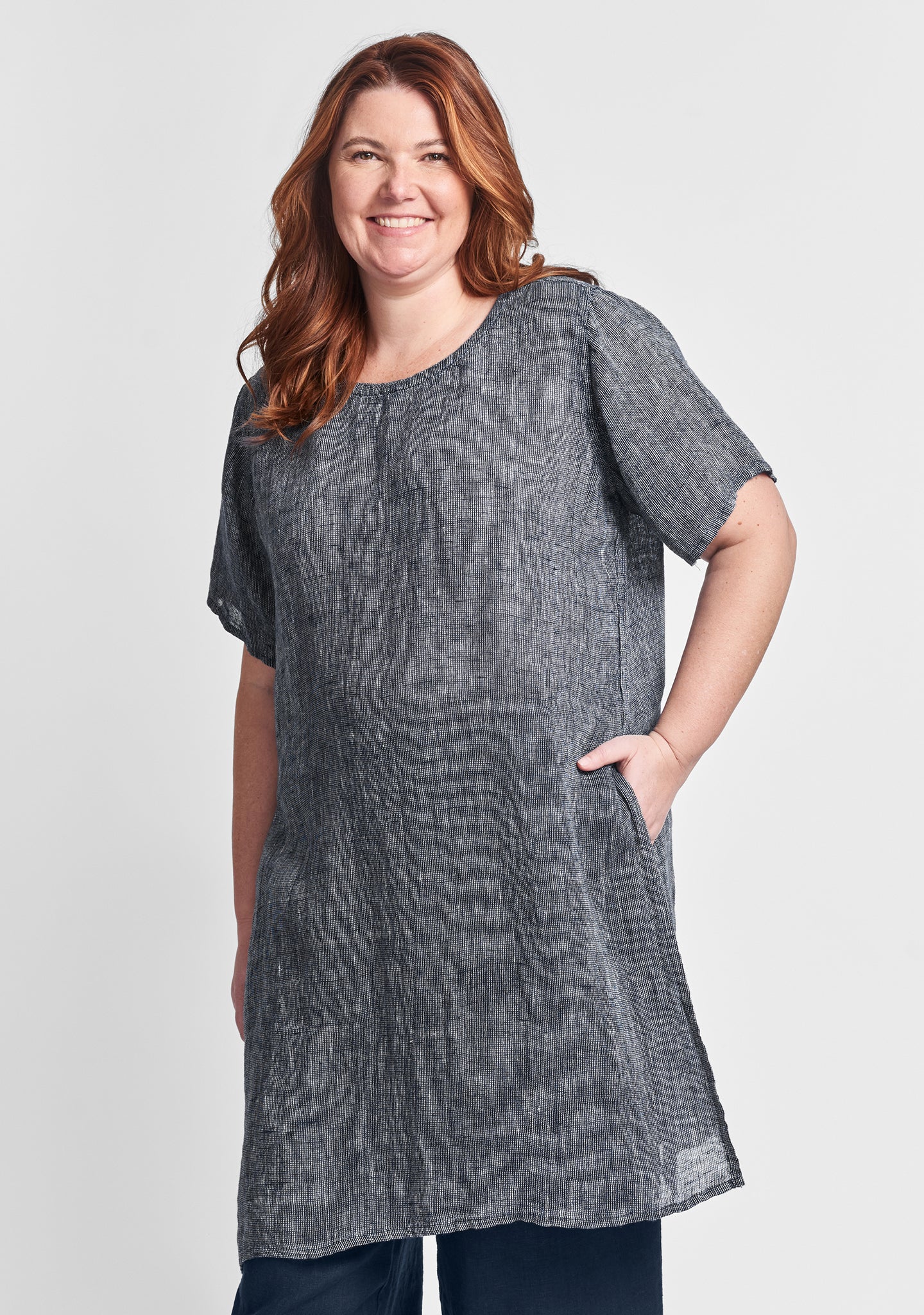 tempo tunic linen shirt blue