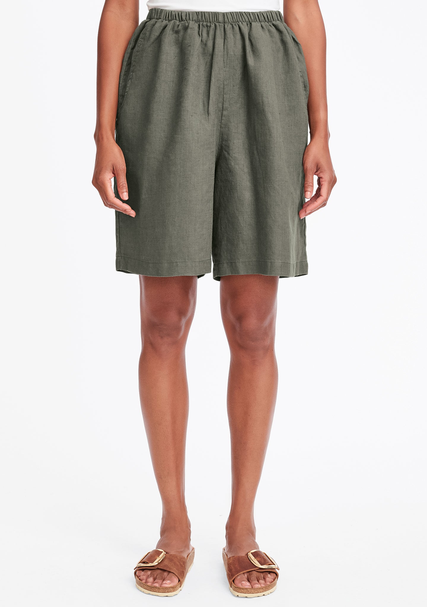 sun shorts linen shorts green