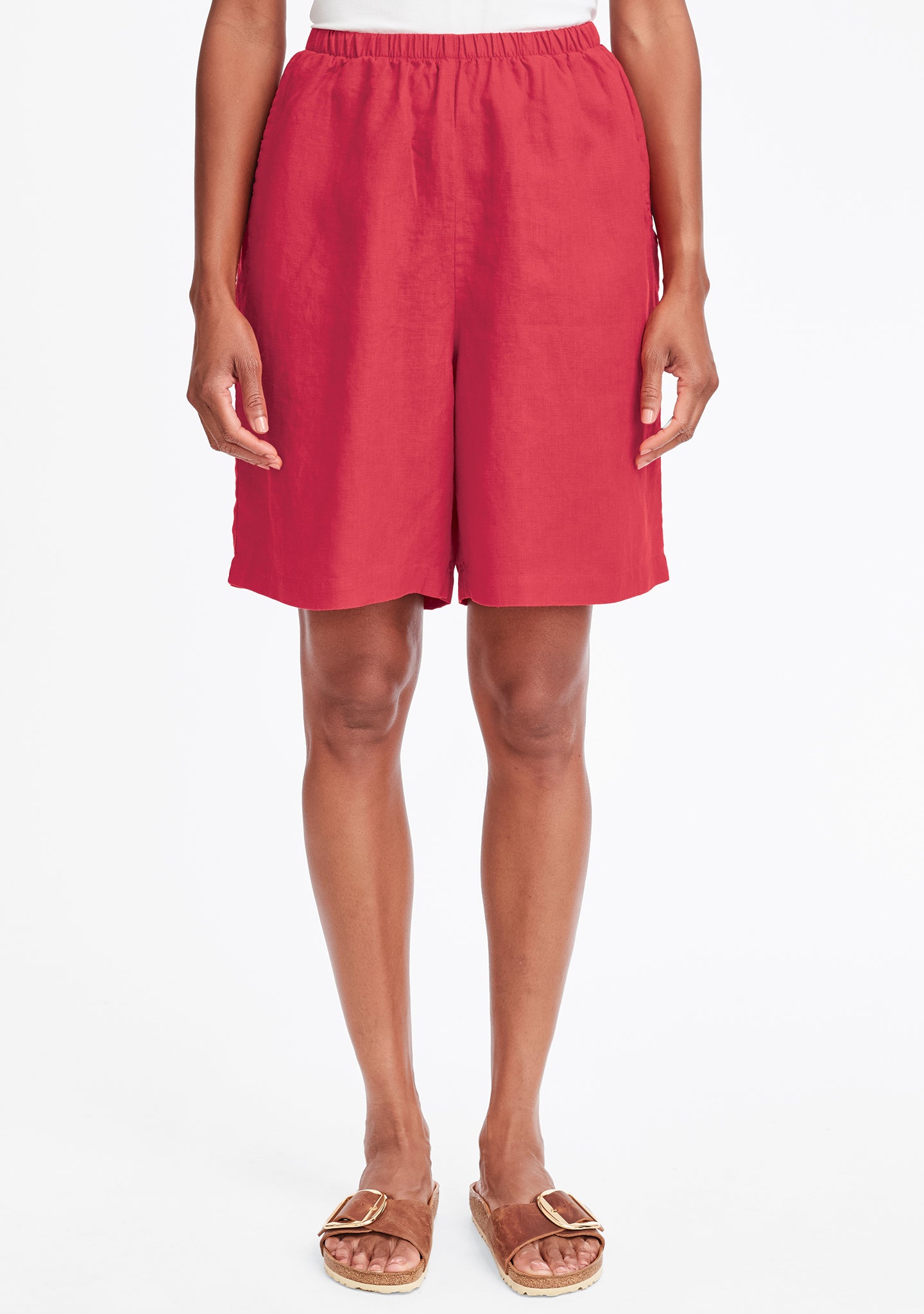 sun shorts linen shorts red