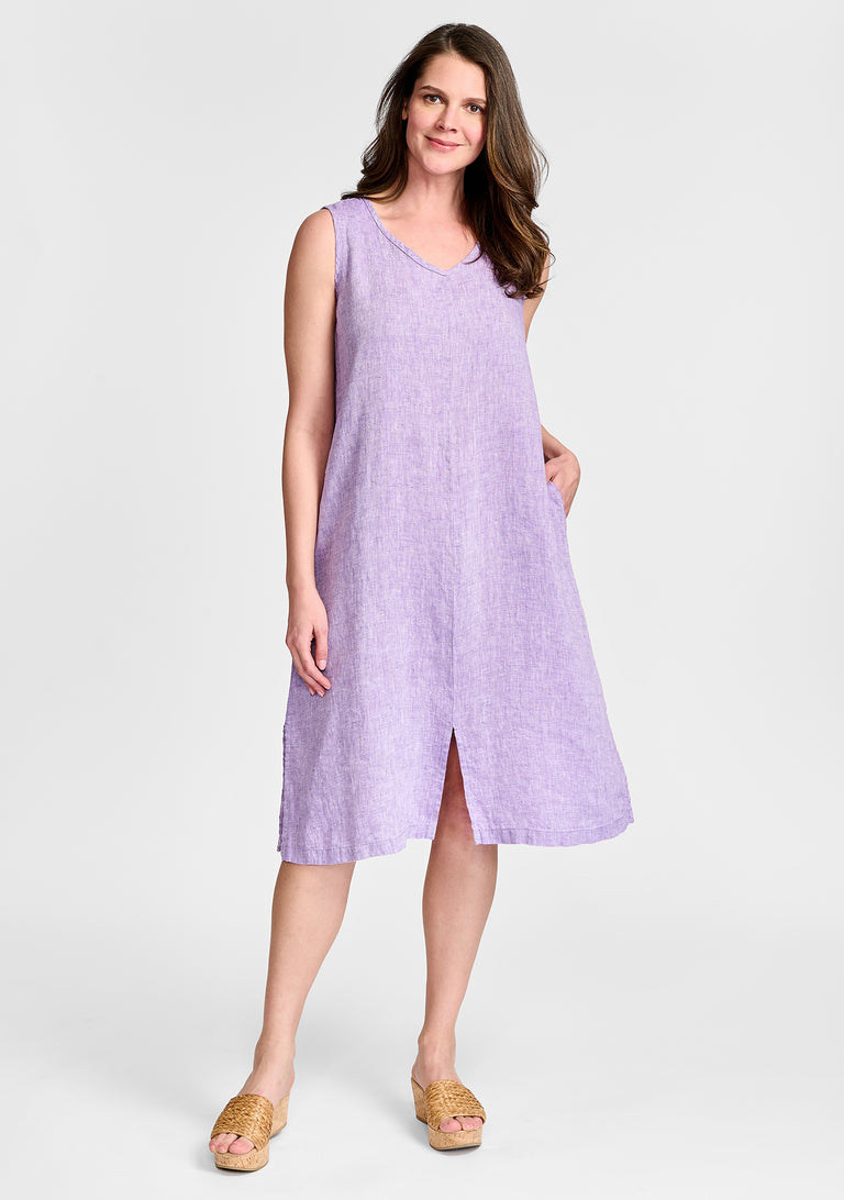 FLAX linen dress in purple