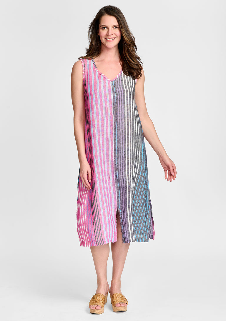 FLAX linen dress in stripes