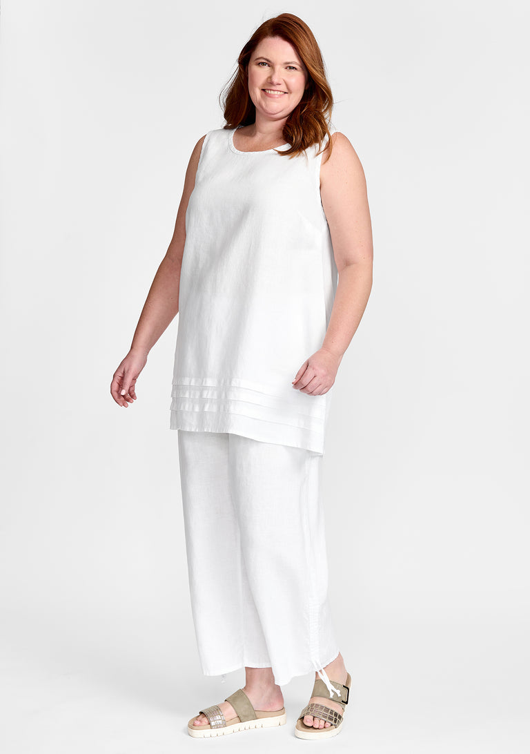 FLAX linen tunic in white with linen pants in white