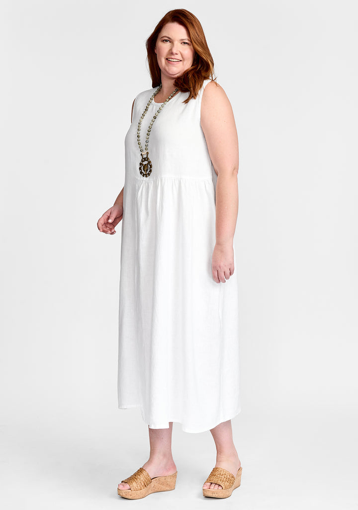 sybil dress linen midi dress white