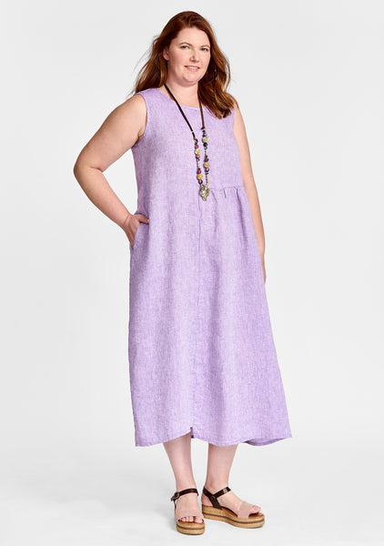 sybil dress linen midi dress purple