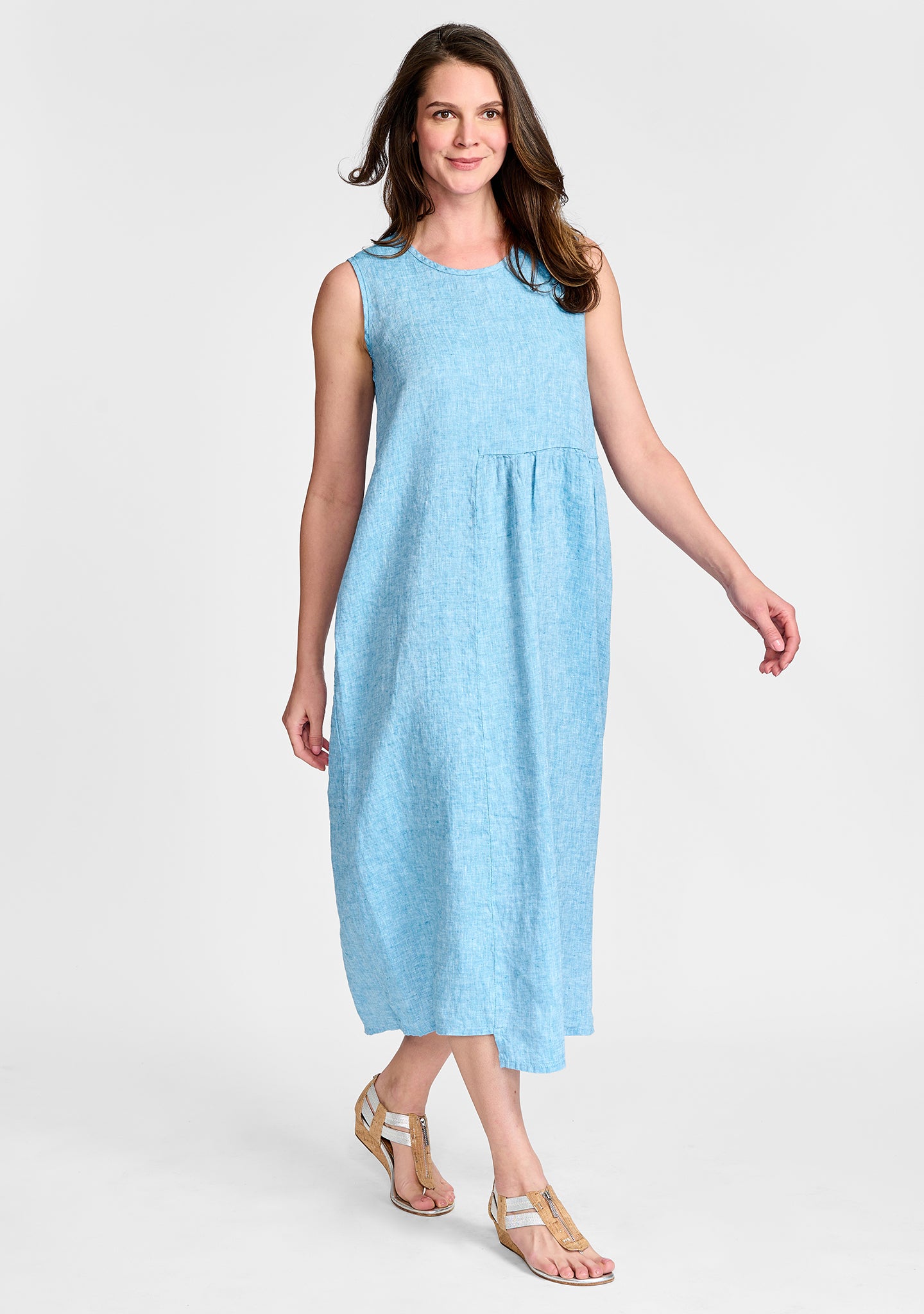 sybil dress linen midi dress blue