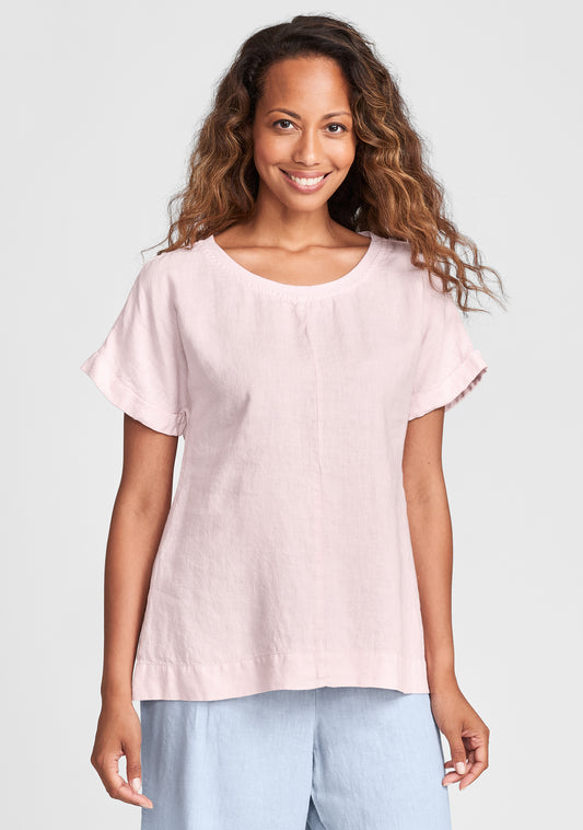 tee top linen t shirt pink