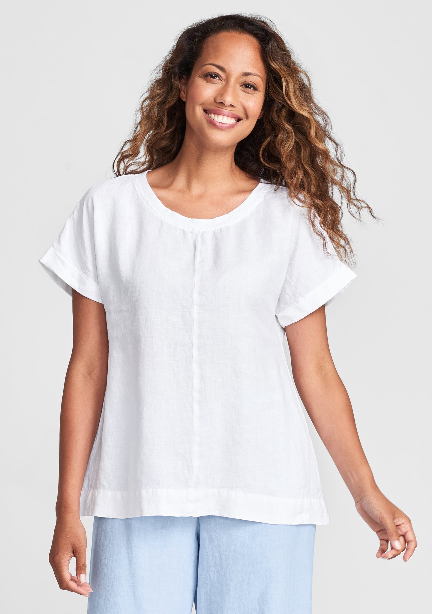 tee top linen t shirt white