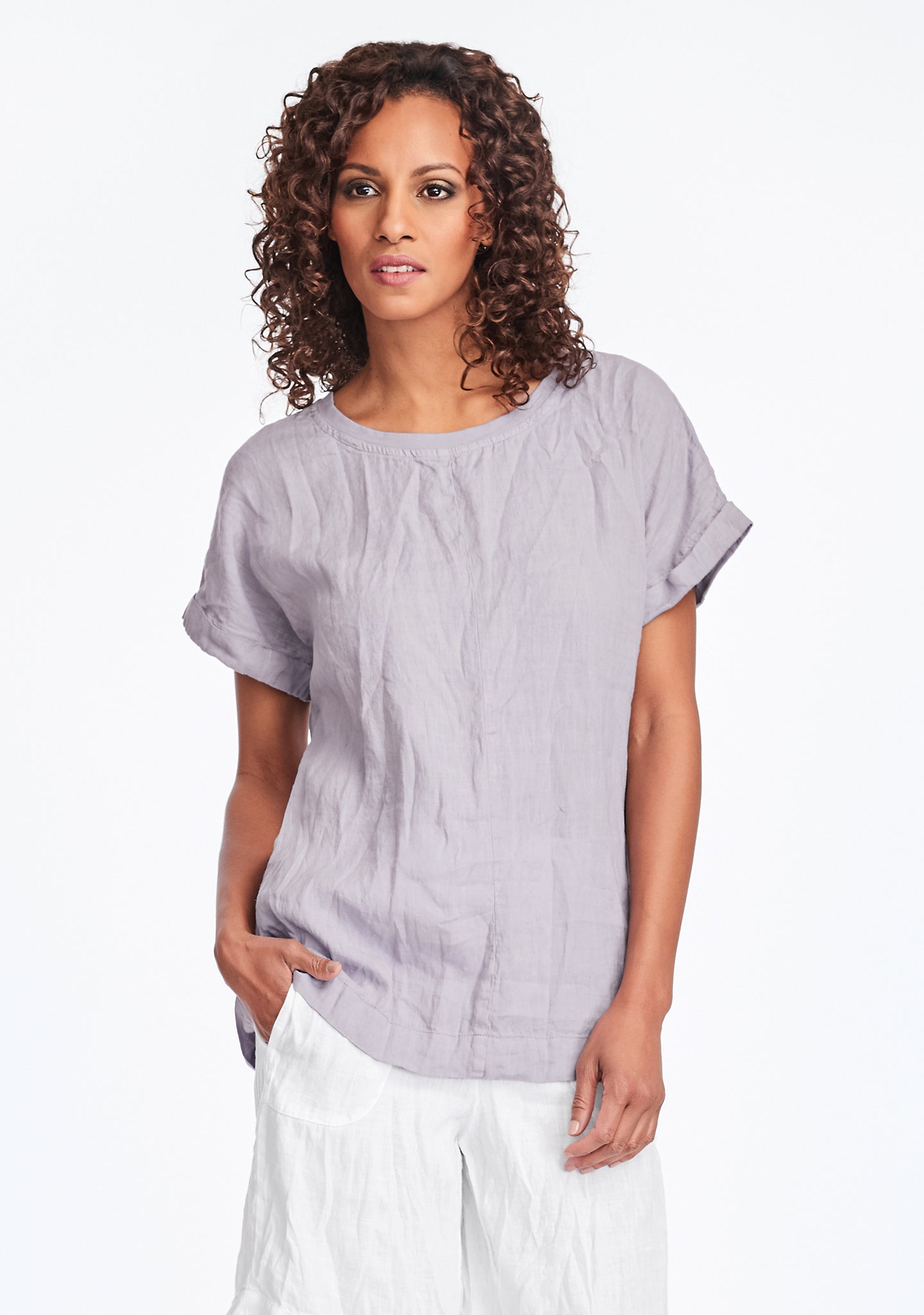 tee top linen t shirt purple
