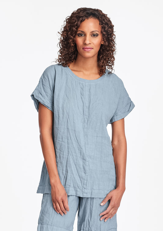 tee top linen t shirt blue