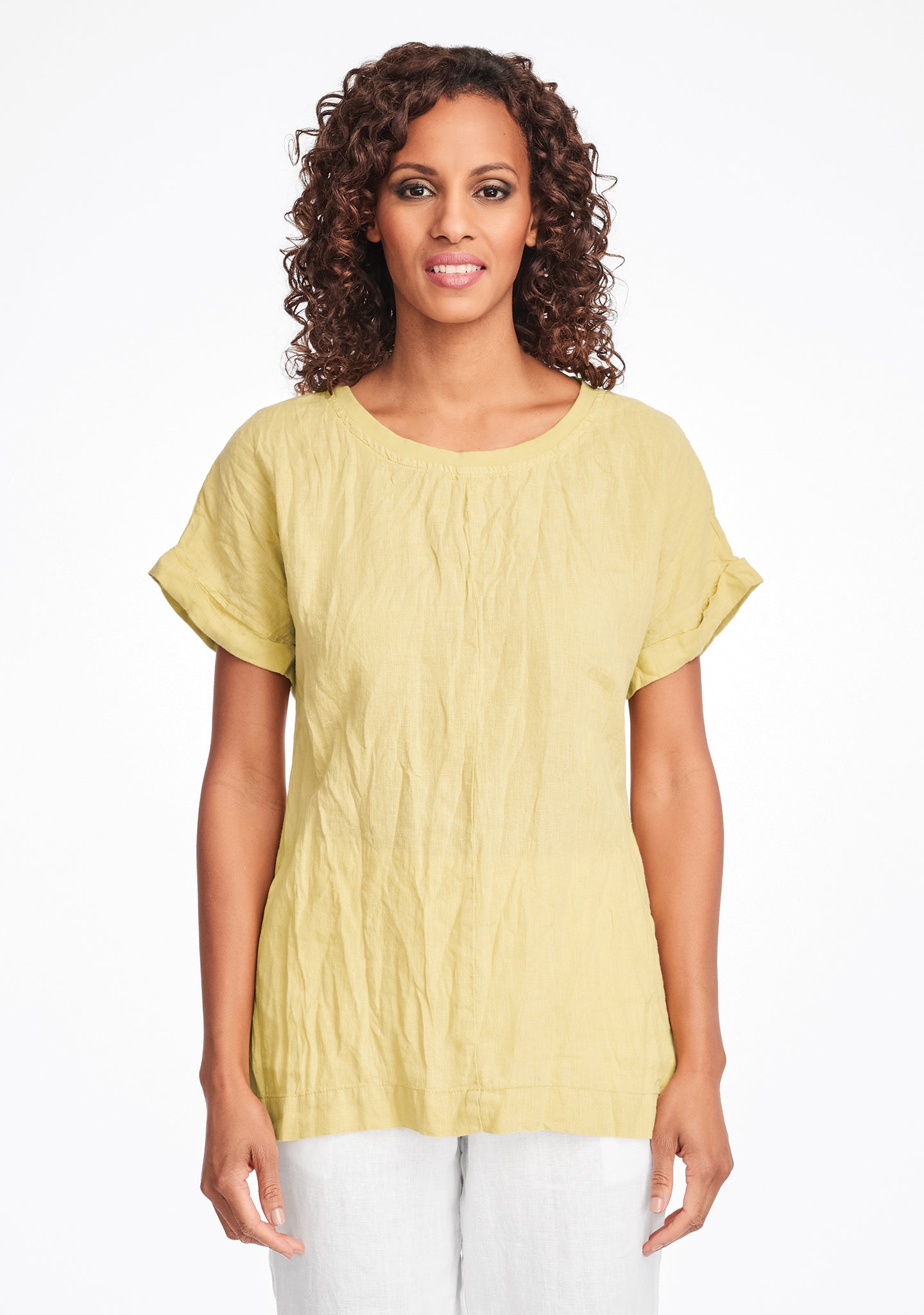 tee top linen t shirt yellow