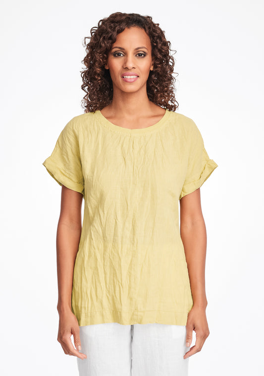 tee top linen t shirt yellow