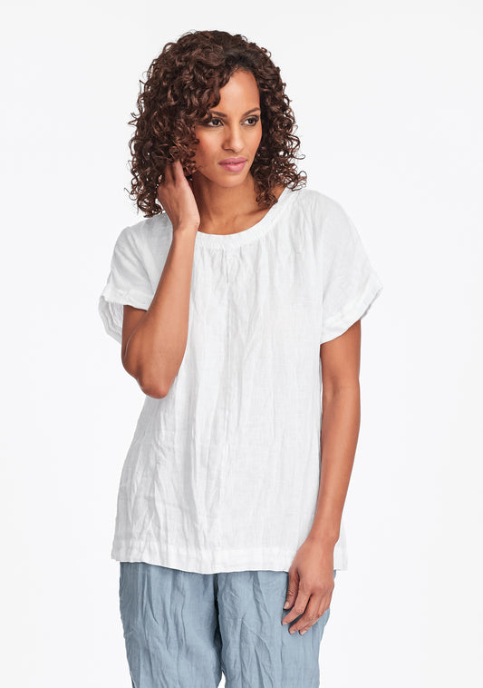 tee top linen t shirt white