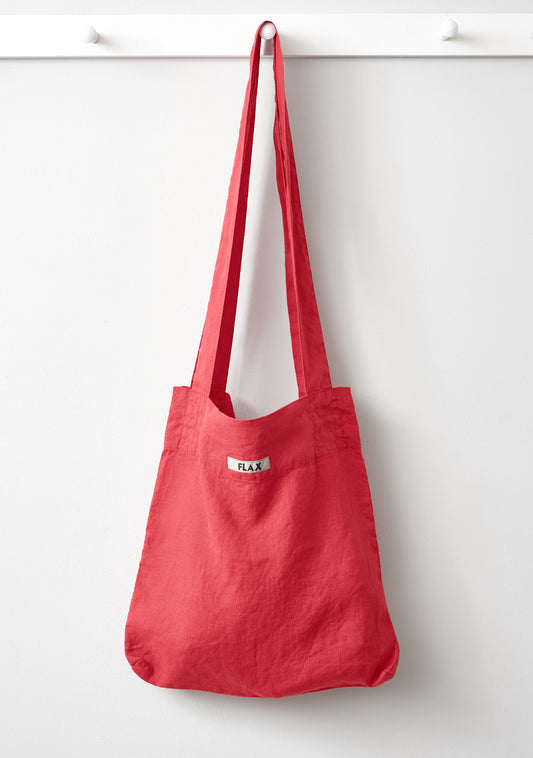 the bag linen shopping bag red