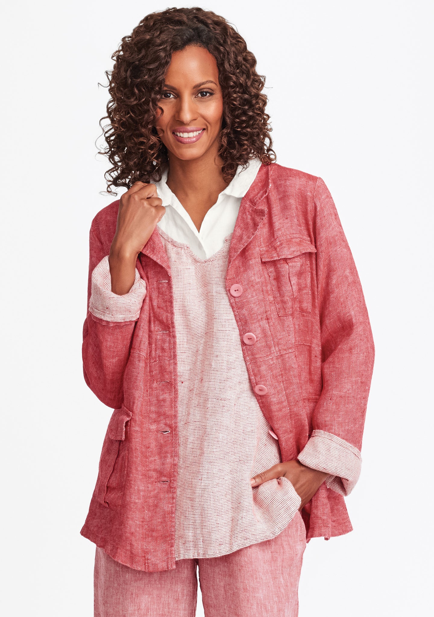 the safari linen jacket red