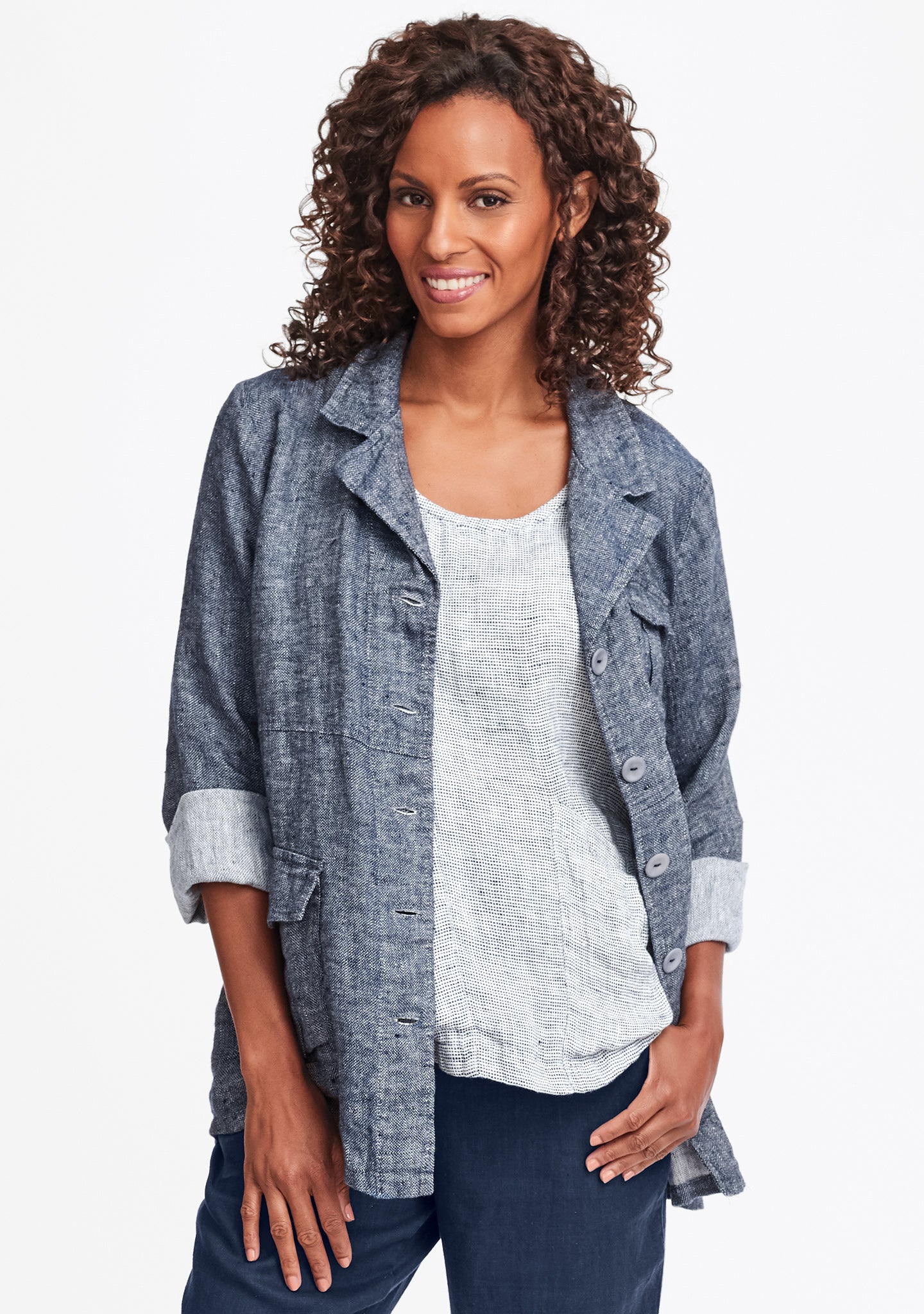 the safari linen jacket blue