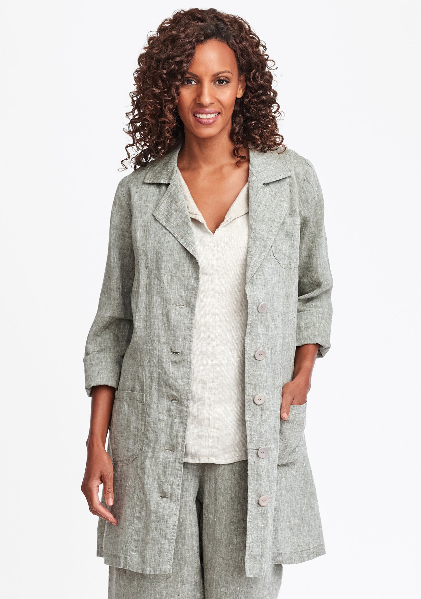 the traveler linen jacket green