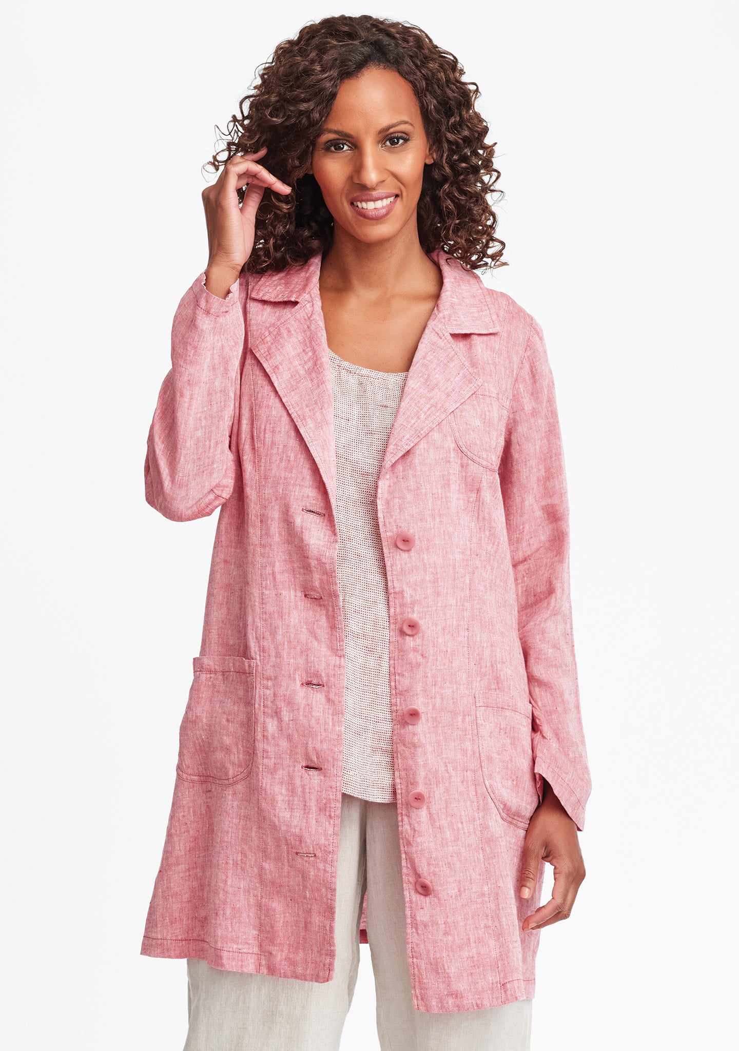 the traveler linen jacket red