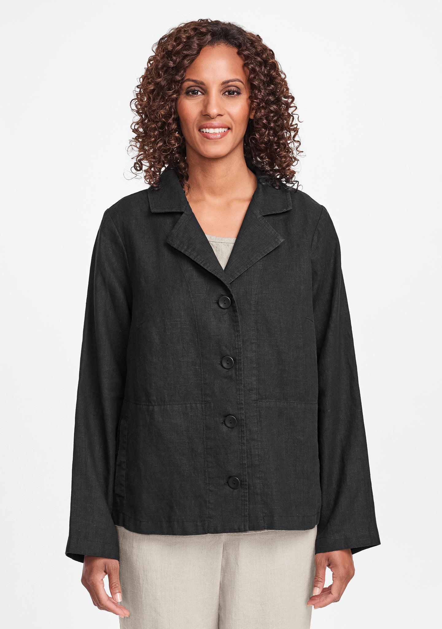 travel caper linen jacket black