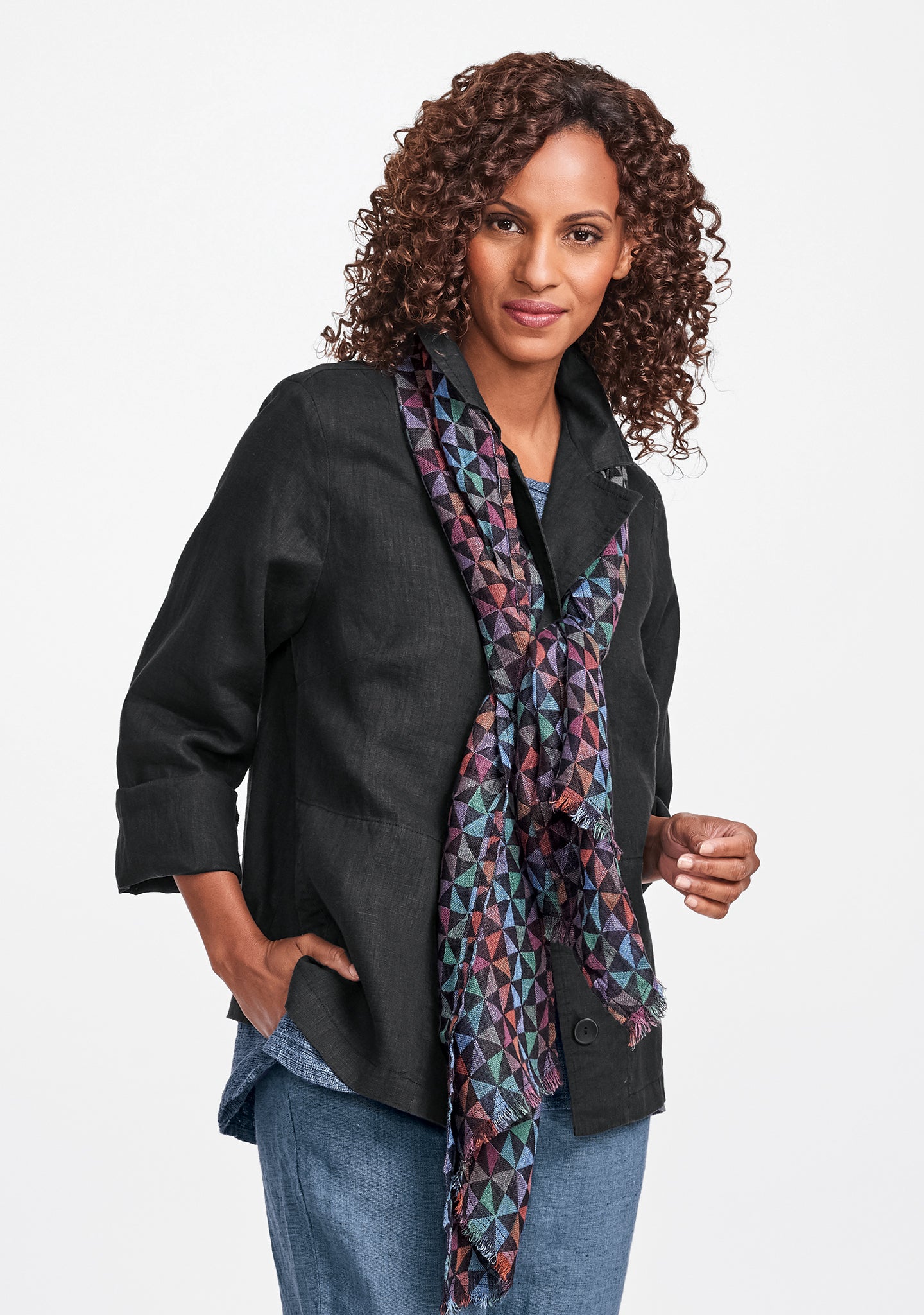 travel caper linen jacket black