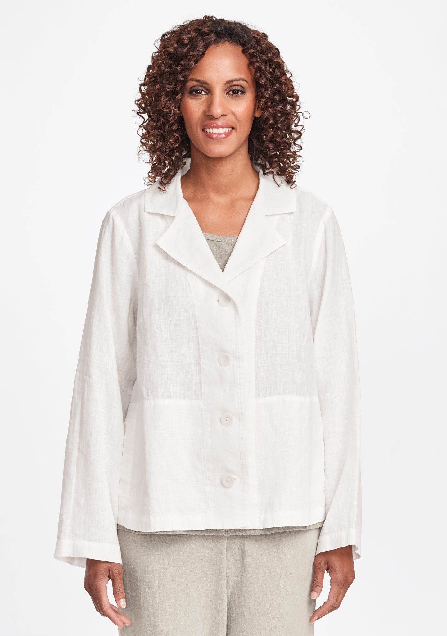 travel caper linen jacket white