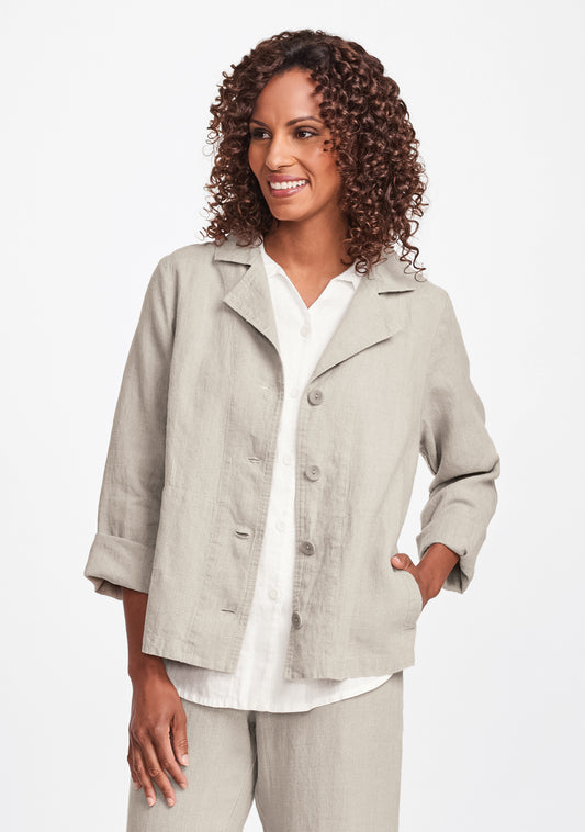 travel caper linen jacket natural