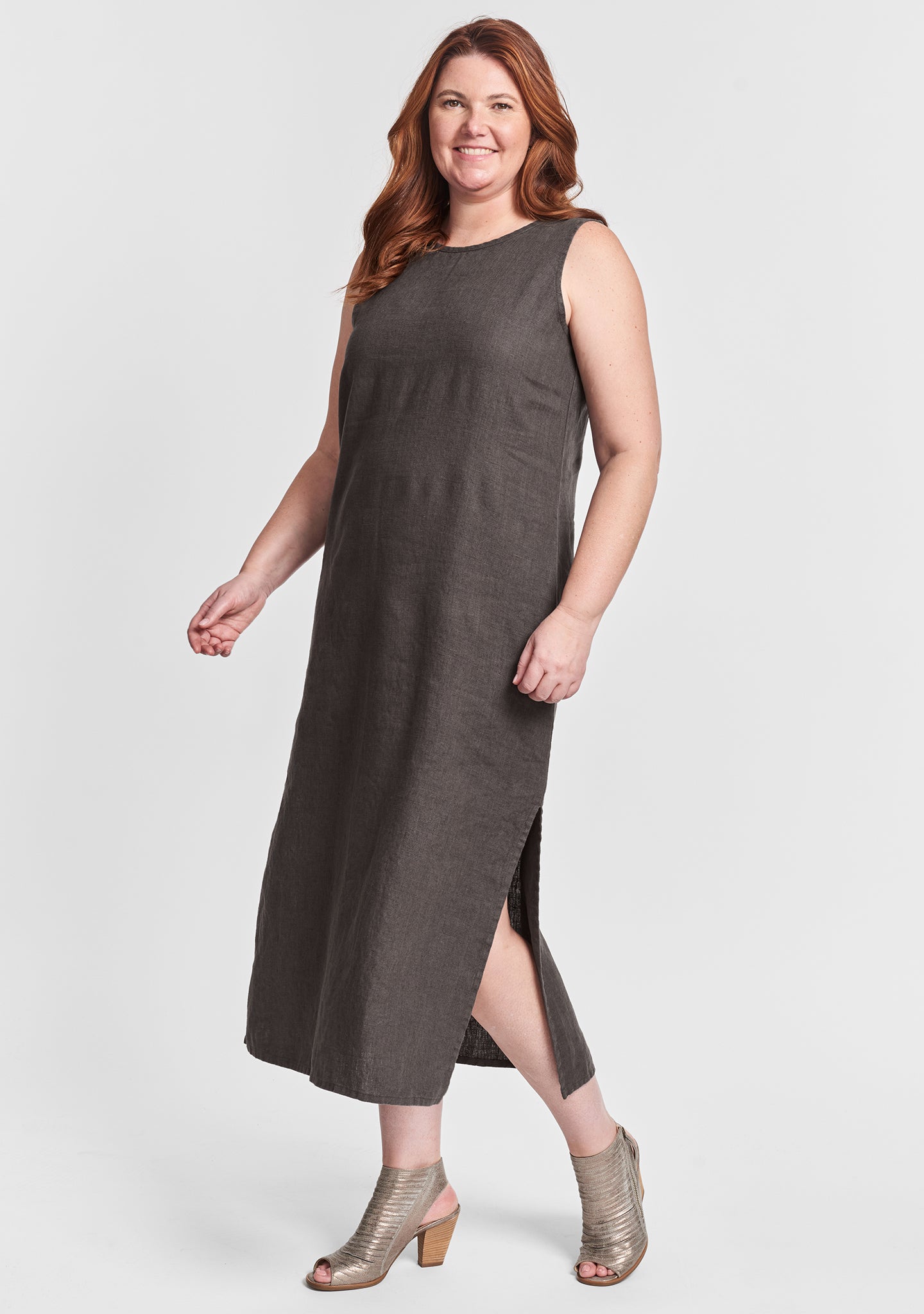 two way dress linen maxi dress brown