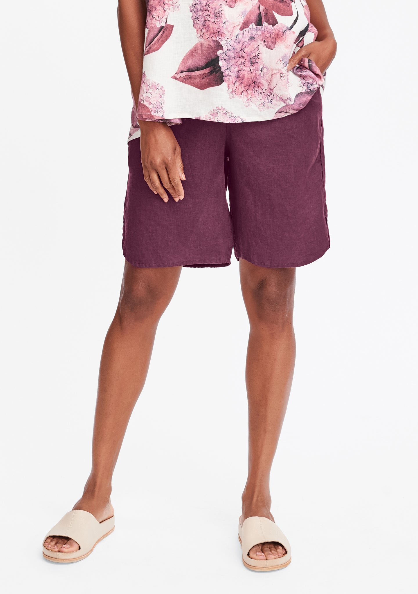 undershort linen shorts red