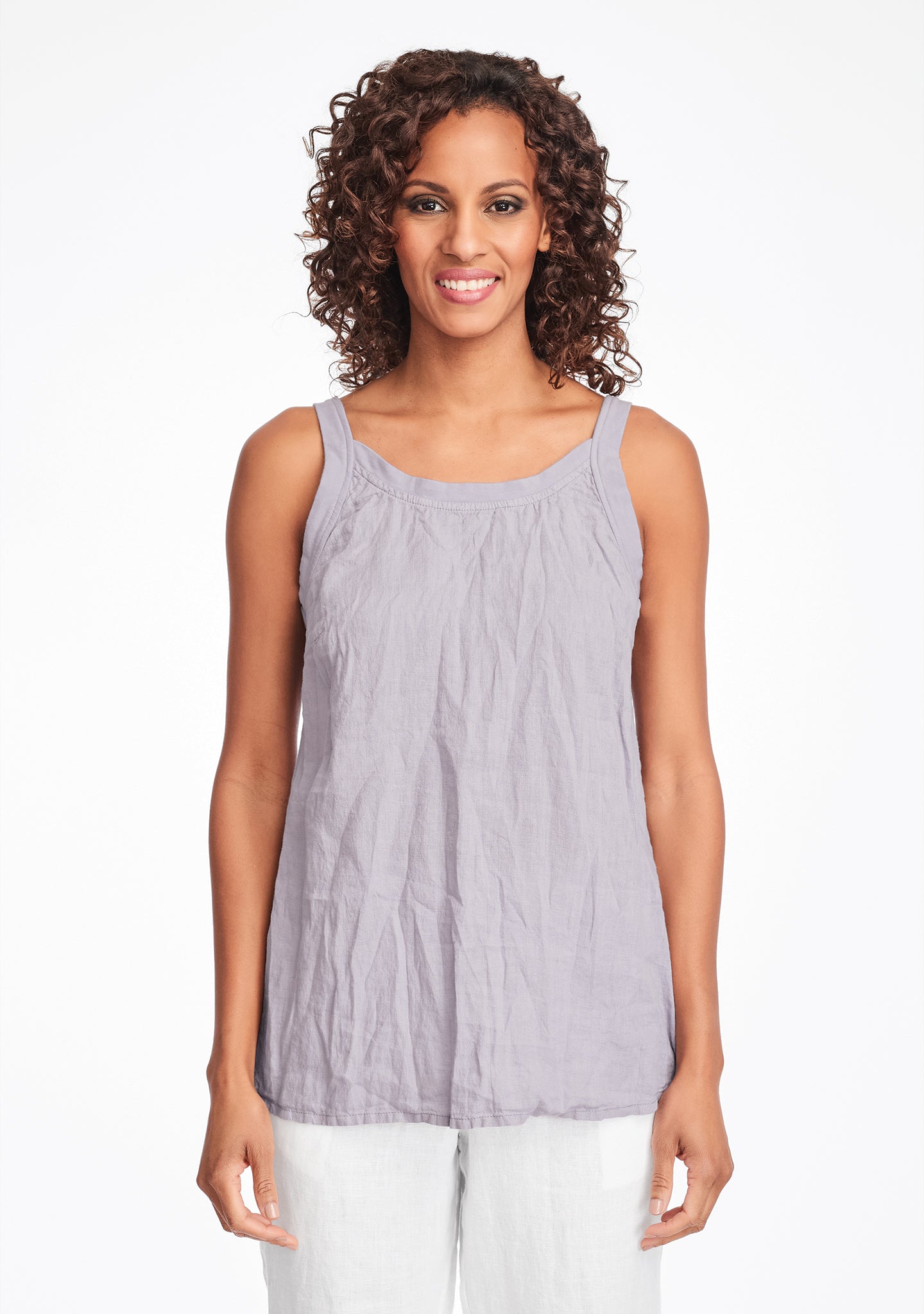 upward tunic linen tank top purple
