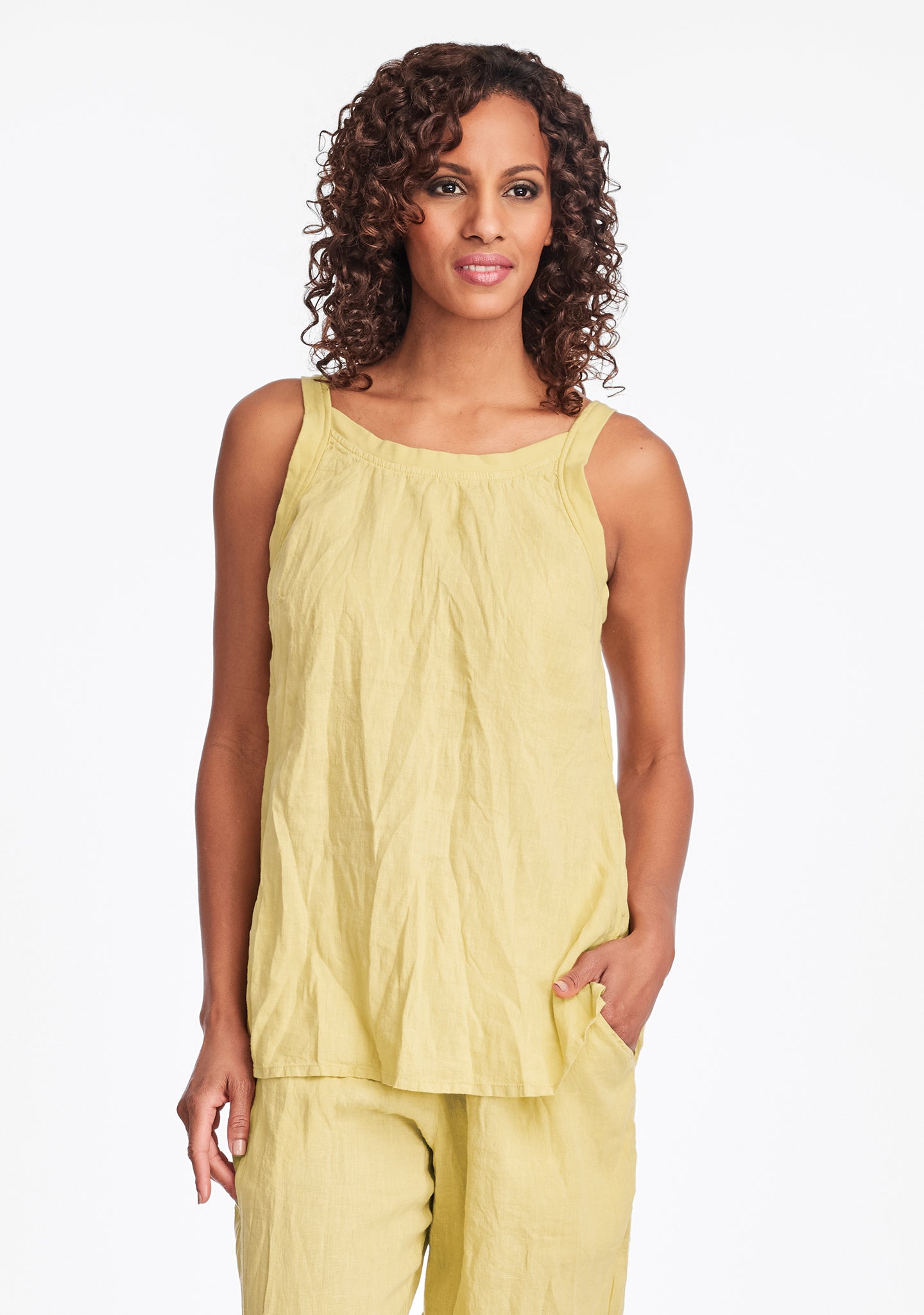 upward tunic linen tank top yellow