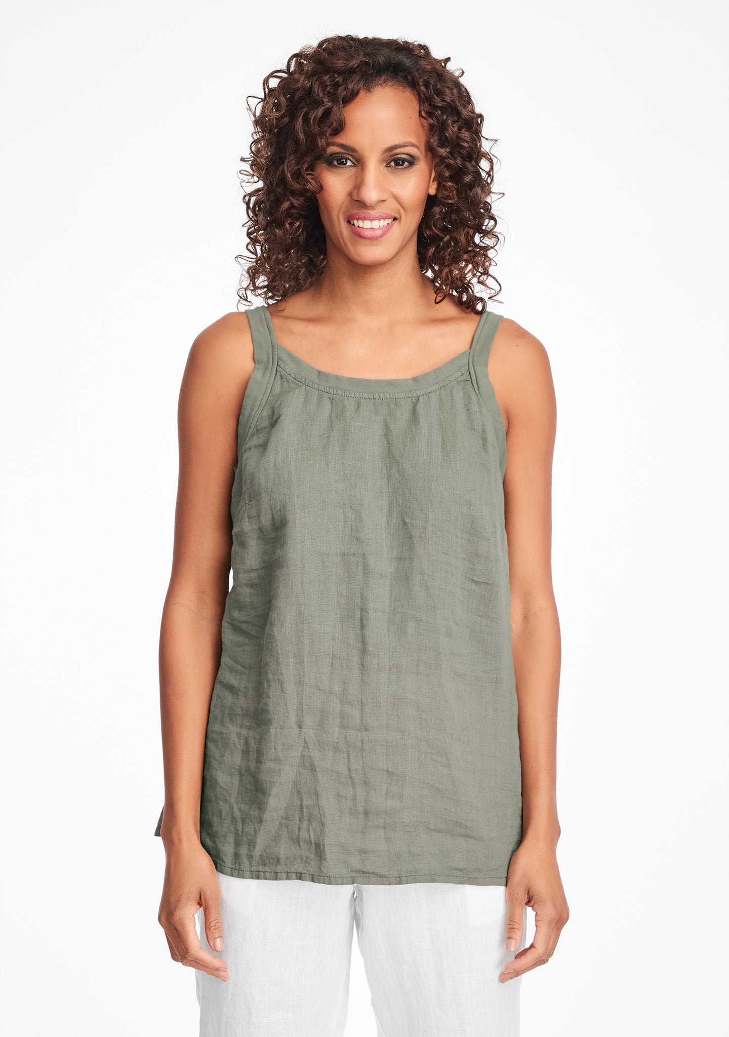 upward tunic linen tank top green