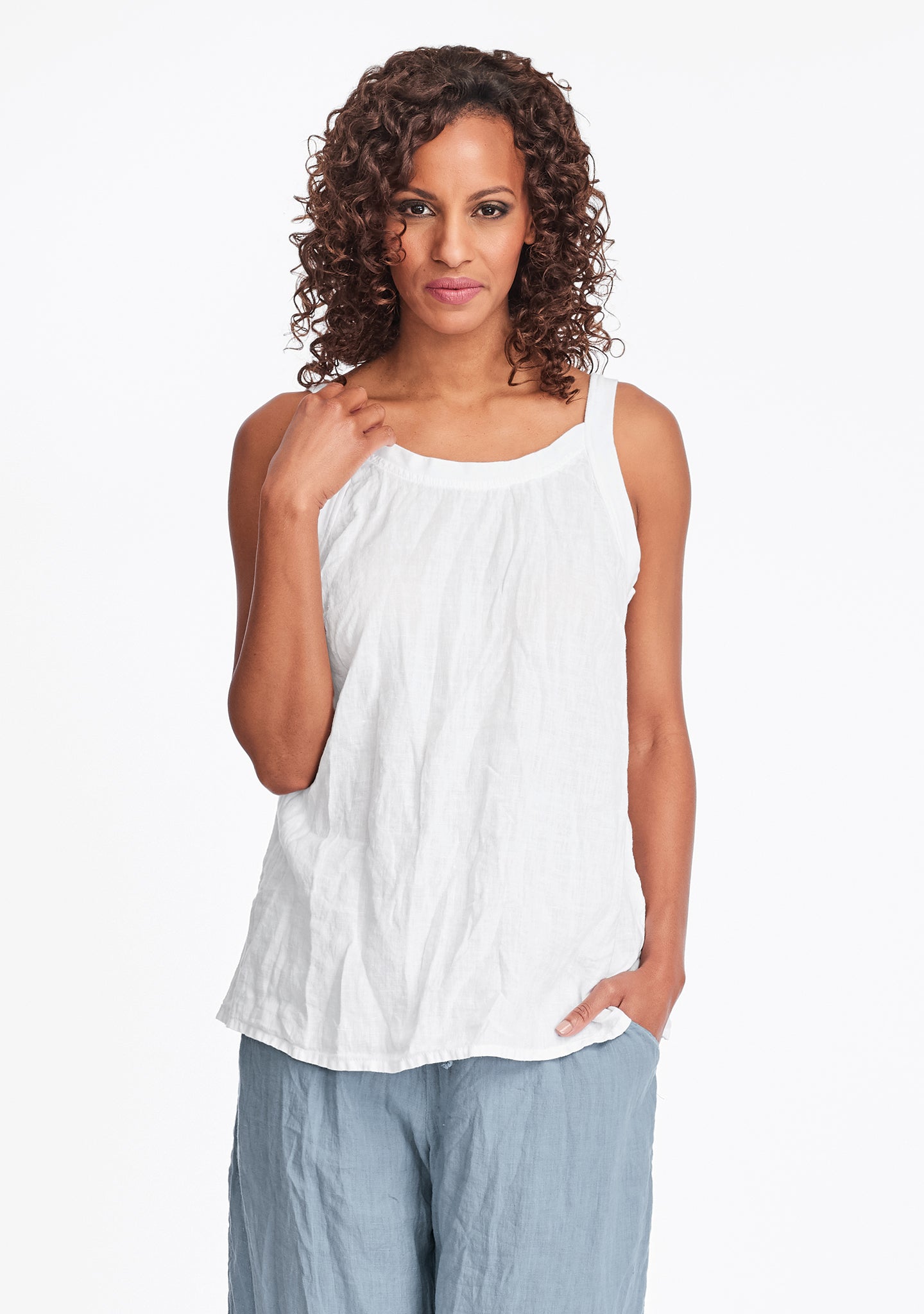 upward tunic linen tank top white