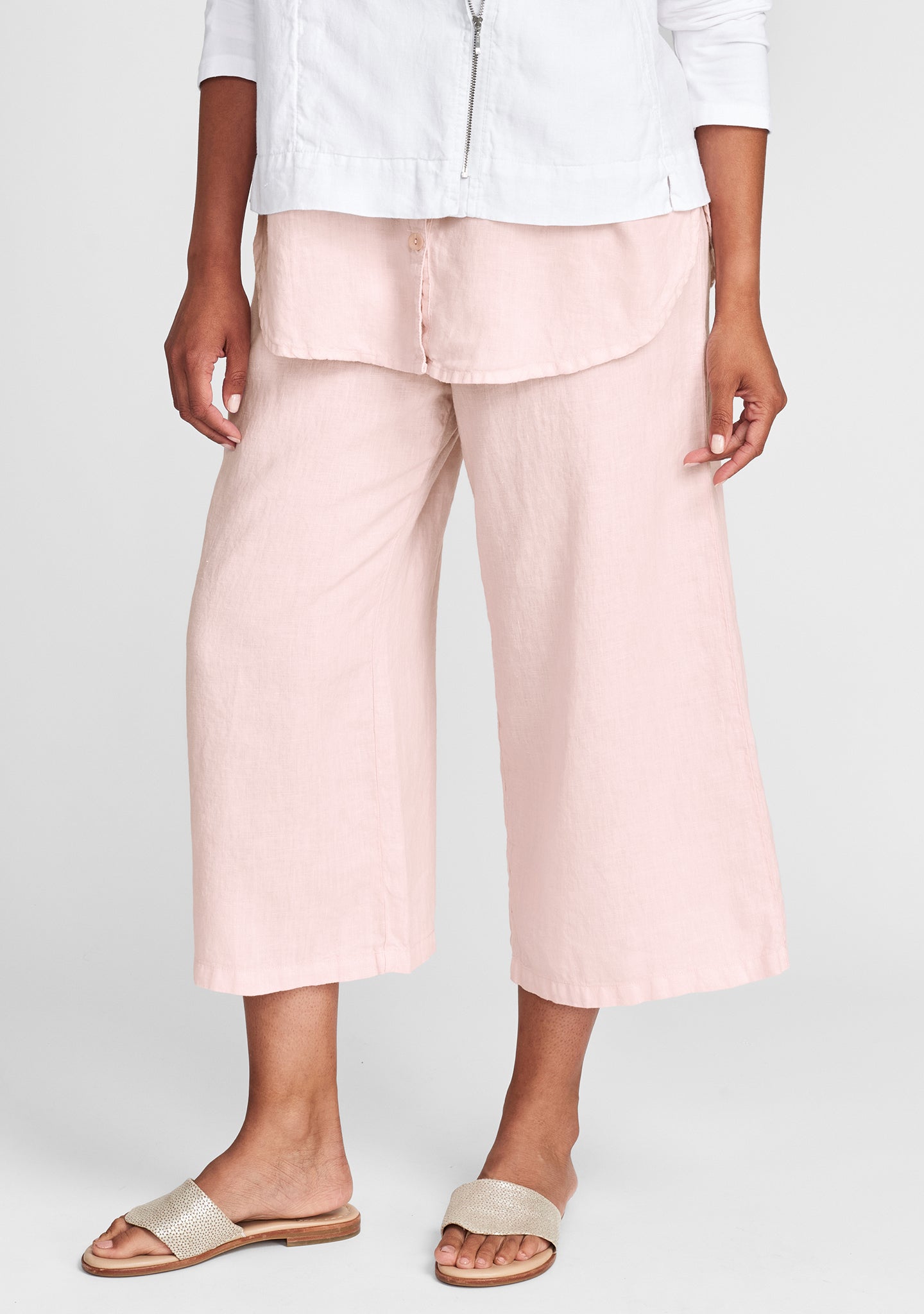 urban crop linen drawstring pant pink