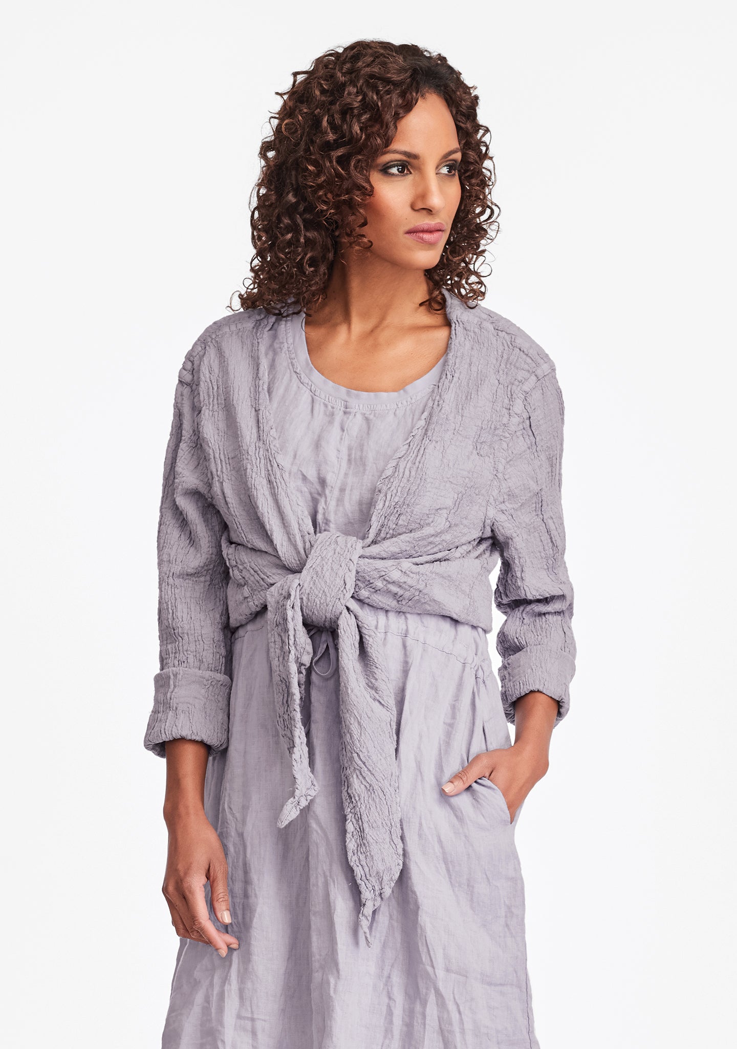 urban shrug linen cardigan purple