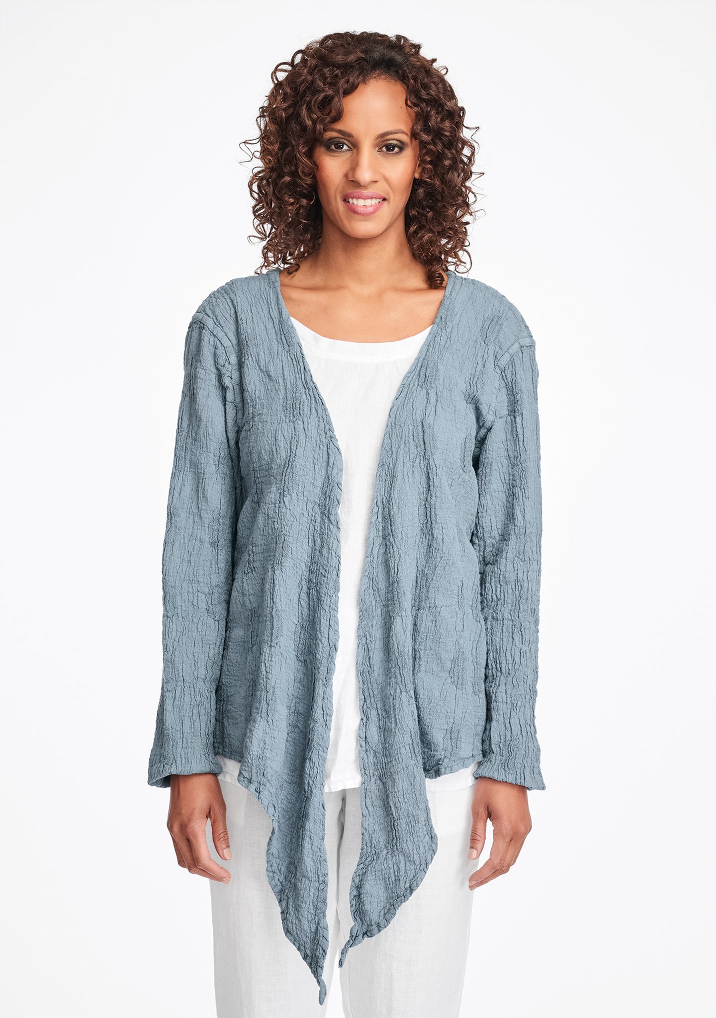 urban shrug linen cardigan blue