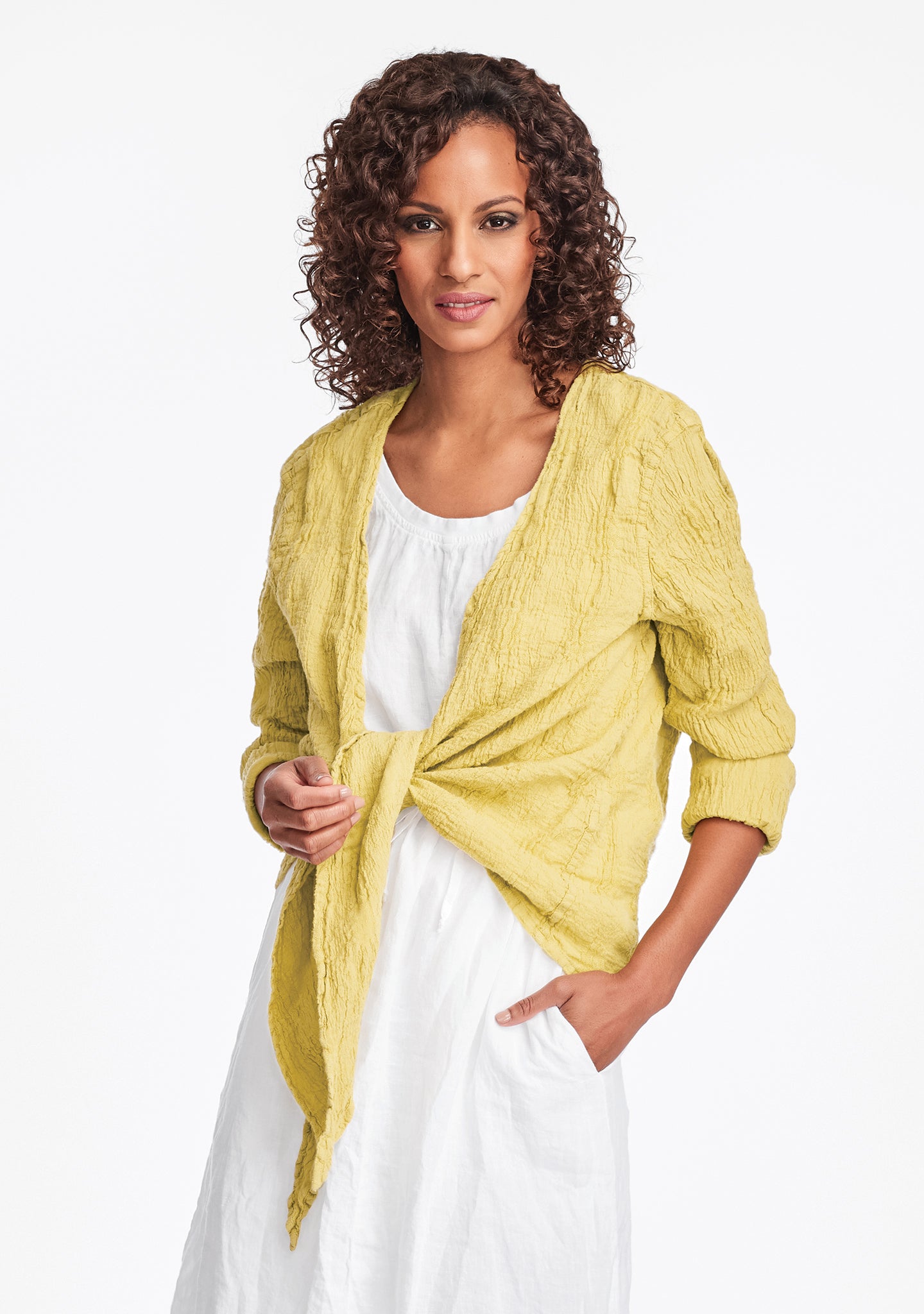 urban shrug linen cardigan yellow