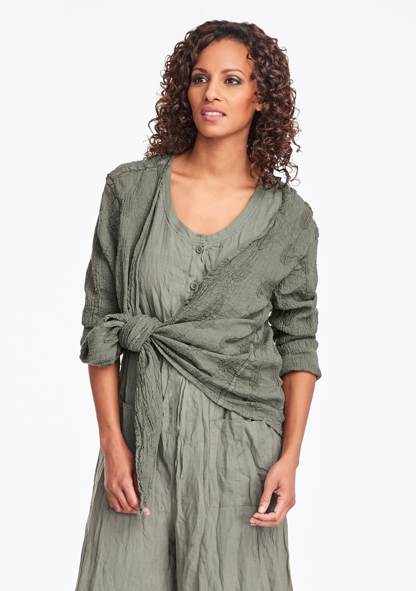 urban shrug linen cardigan green