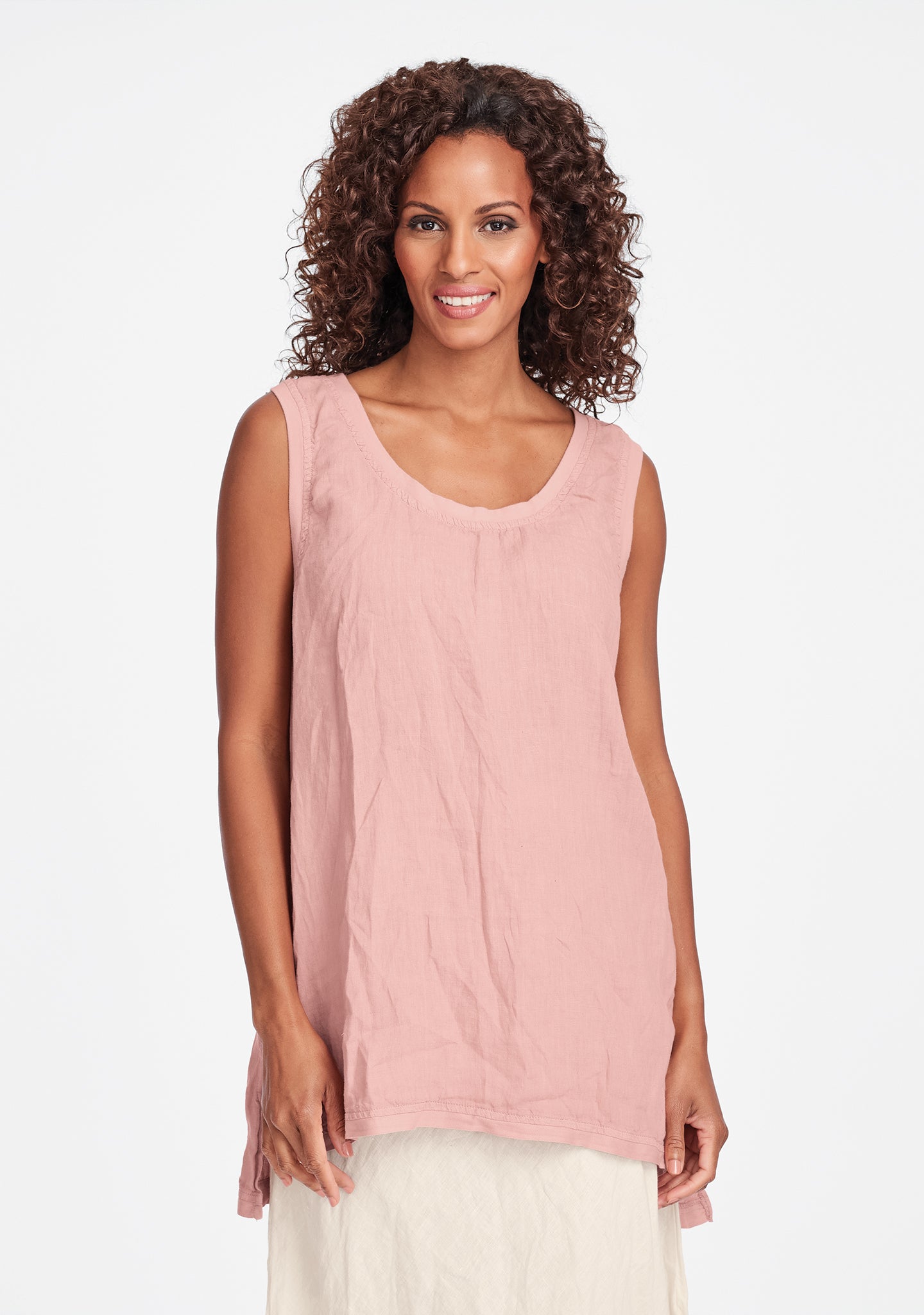 west side tunic linen tank top pink